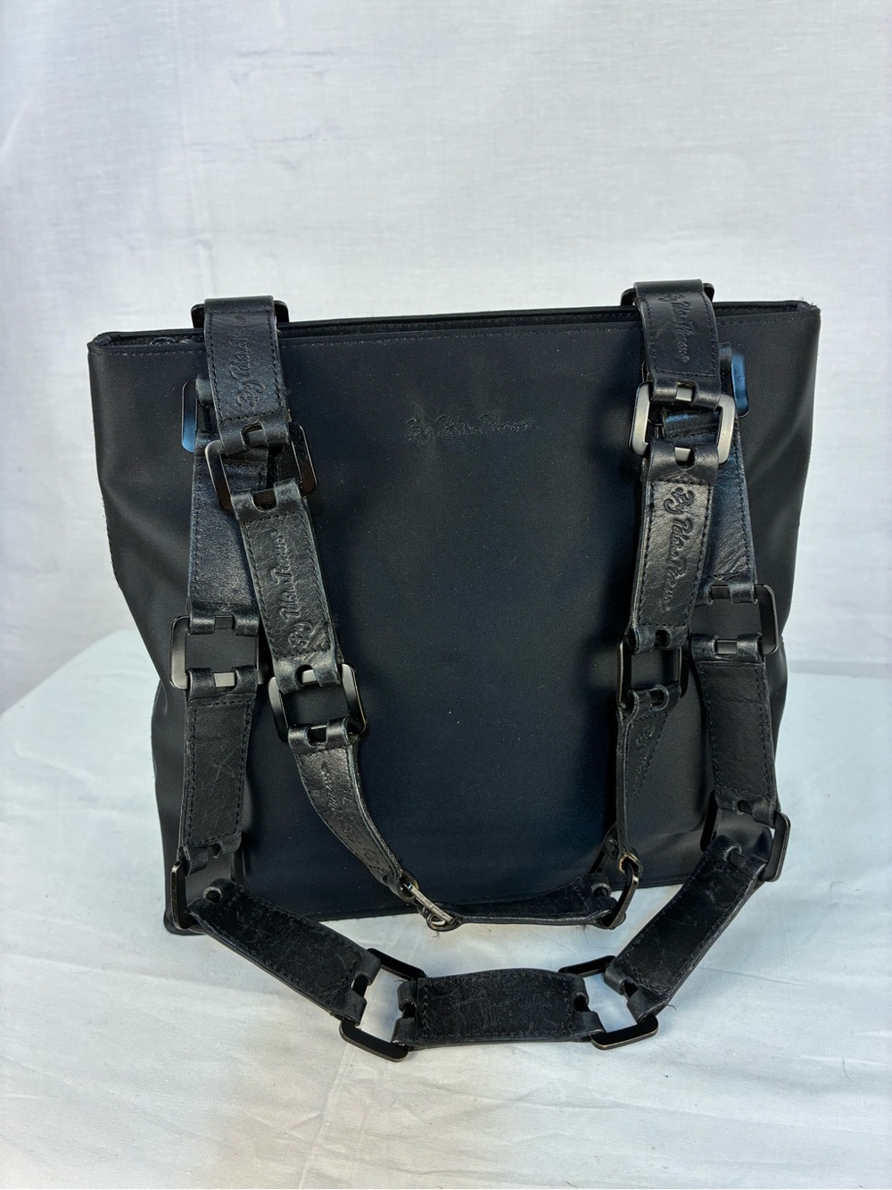 Vintage Paloma Picasso Leather Link Strap Tote Shoulder Bag